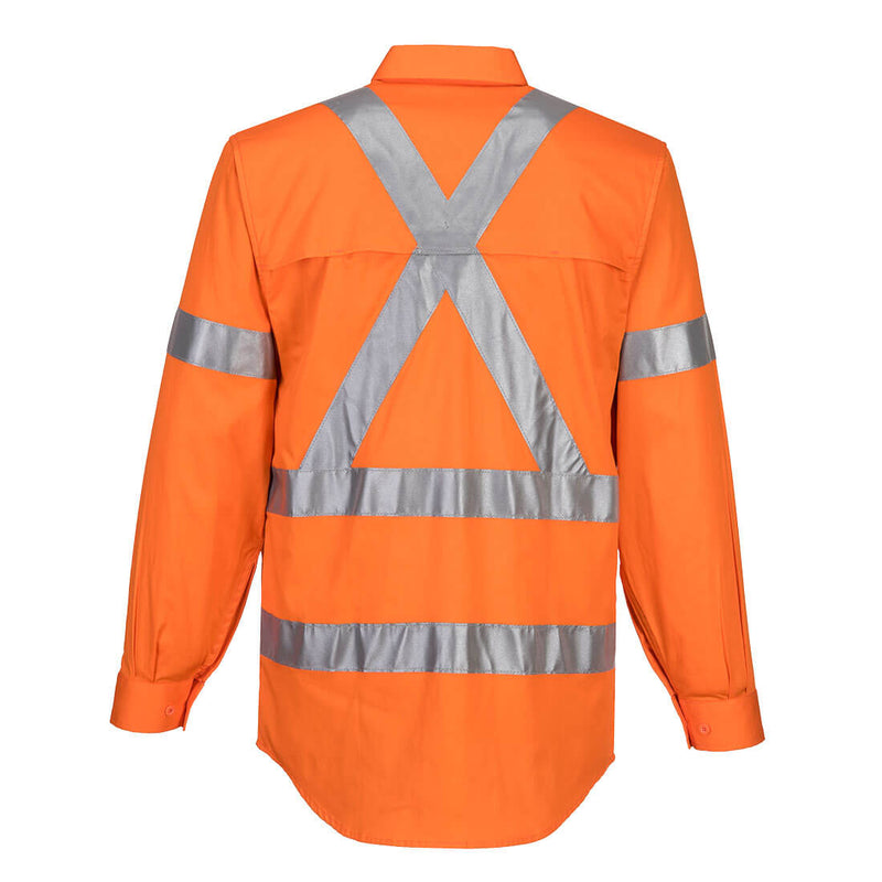 Lightweight 100% Cotton Long Sleeve Shirt with Cross Back Tape ORANGE - MX301