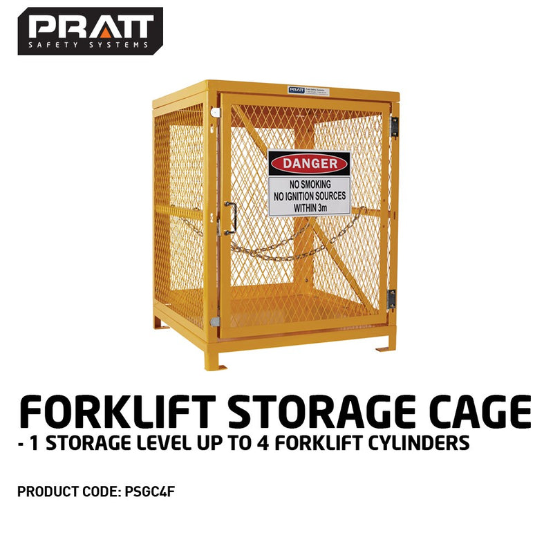 Forklift Storage Cage. 1 Storage Level - 4 Forklift Cylinders - PSGC4F