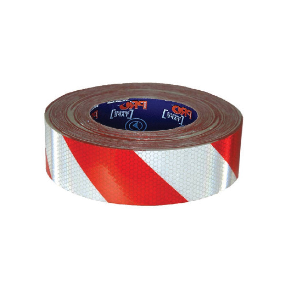 SELF ADHESIVE REFLECTIVE HAZARD TAPE RED & WHITE - 50M X 50MM - RW5050-R