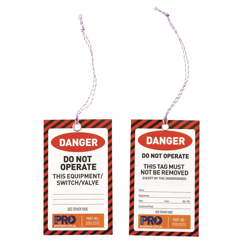 Safety Tag 125mm X 75mm Danger (100 PACK) - STD12575