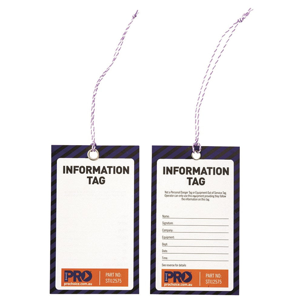 Safety Tag 125mm X 75mm Information (Blank) (100 PACK) - STI12575