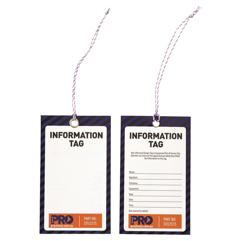 Safety Tag 125mm X 75mm Information (Blank) (100 PACK) - STI12575